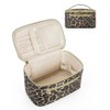Travel Makeup Bag, Large PU Leather Cosmetic Case with Brush