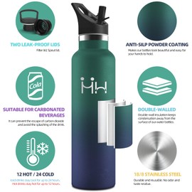 Motswedi Stainless Steel Drinking Bottle, 1 Litre BPA-Free, Drinking Bottle with Straw, Cold and Warm, Stainless Steel Drinking Bottle, Leak-Proof, Thermos Flask for Sports, Fitness, Outdoor, Yoga