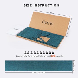 BETRIC 100% Pure Linen Table Runner - 14 x 90 Inch Dresser Scarf for Farmhouse Dining Table, Perfect for Fall, Thanksgiving, and Christmas -Athena -Chambray Teal