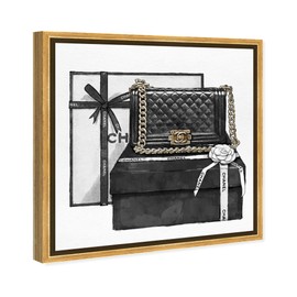 The Oliver Gal Artist Co. Fashion and Glam Framed Wall Art Canvas Prints 'Gifted Beauty' Handbags Home Décor, 30" x 30", Black, White