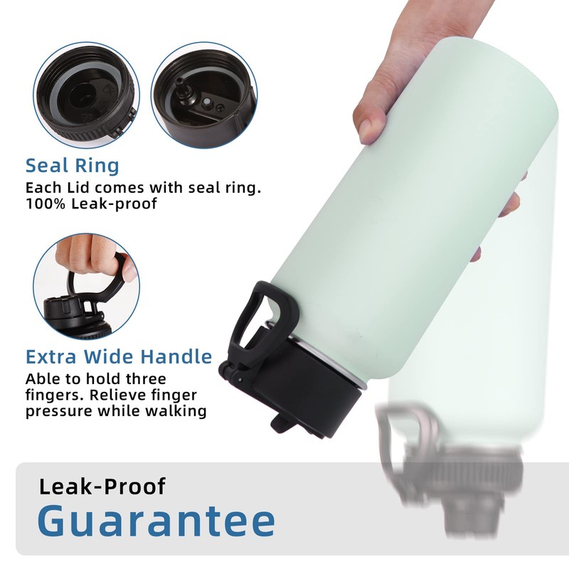 Volhoply 32 oz Insulated Water Bottles Bulk 4 Pack with