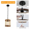 ZOLUVINA Farmhouse Woven Pendent Lights, 8.6'' Rustic Wooden Pendant Lamp