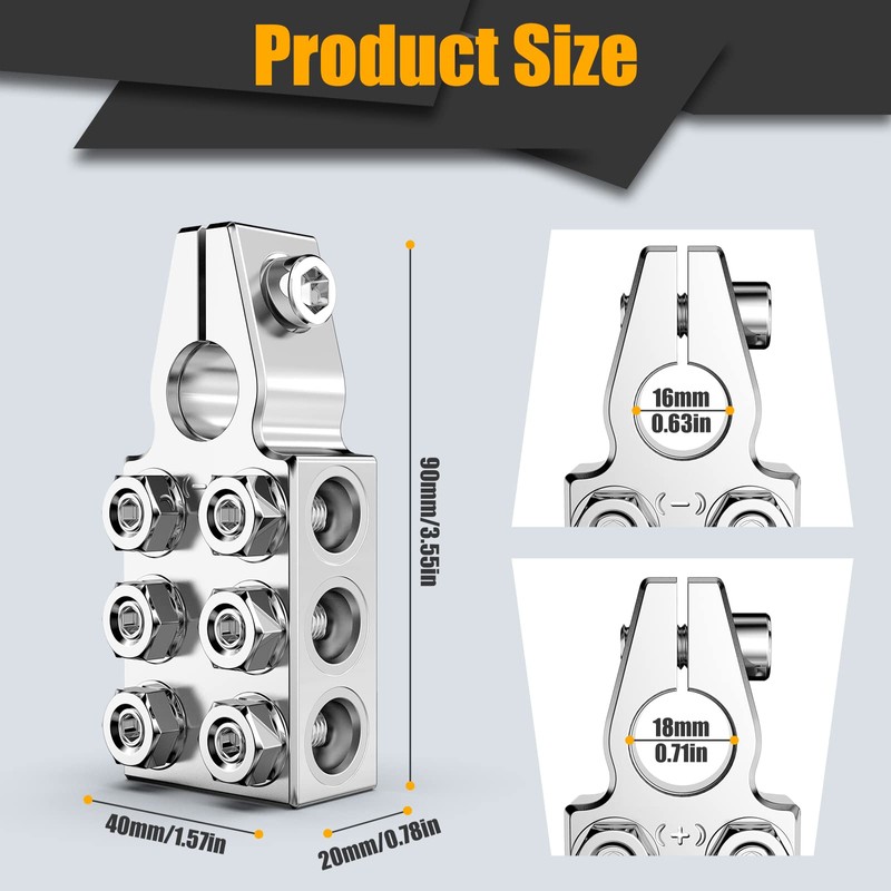 Battery Terminal Connectors, 12-Way Battery Terminal Clamps, BetyBedy Battery Terminals