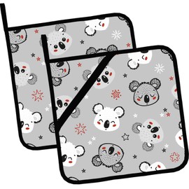 Cute Koala Stars Pot Holders Set of 2,Kitchen Heat Resistant Potholder for Microwave Cooking Baking Oven and BBQ