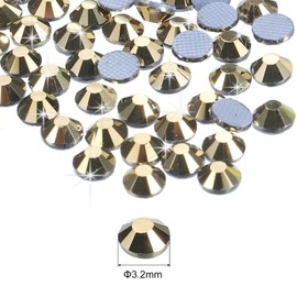 sourcing map 1440 Pcs Hotfix Rhinestones Flatback Crystal Glass Gems for Crafts Clothes DIY Decoration(SS12 3.2mm,Gold)