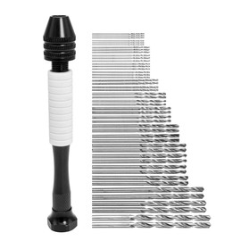 Saipor Pin Vice Hand Drill Craft Tool Aluminum Alloy Precision Drilling Tool HSS Steel 48 Pcs Twist Drill Bits (0.5-3.0 mm) Manual Micro Drill Bit Set Small DIY Tool for Wood/Jewelry/Plastic