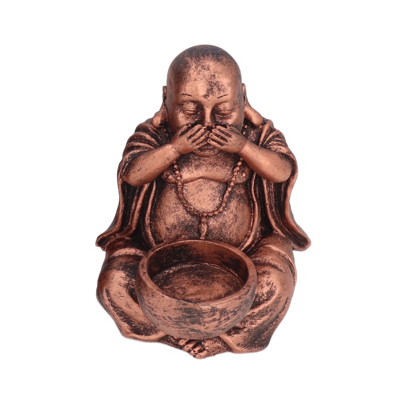 3PCS Buddha Statue Candle Holder Stand Resin Buddha Candlestick Ornament