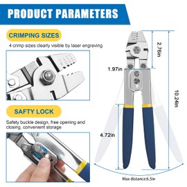 Fishing Crimping Tool Kit,Stainless Steel Fishing Crimping Pliers Wire Rope Crimping Tool with 430pcs 5 Sizes Aluminum Copper Barrel Crimp Sleeves Beads Set,4 Crimping Sizes