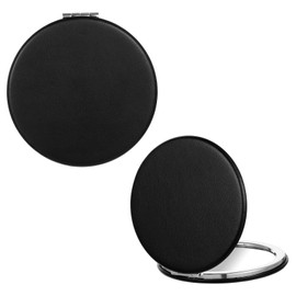 Qulkws 2 Pcs Compact Mirrors for Purse, 2.8” Double-Sided Makeup Small Mirror, Pocket Mirror with 1x/3x Magnification PU Leather, Round Travel Cosmetic Mirrors for Purse Pocket