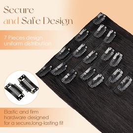 Clip in Hair Extensions Real Human Hair 22 Inch 120g Invisible Seamless Human Hair Clip in Extensions for Women 7pcs Per Set with Double Weft 1B Natural Color