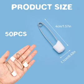 Pack of 50 Baby Safety Pins Small, Safety Pins Set, Safe Plastic Pins for Nappy Needle Craft, Keepers Safety Clasps, Plastic Needles, Children's Clothes Closure Pins