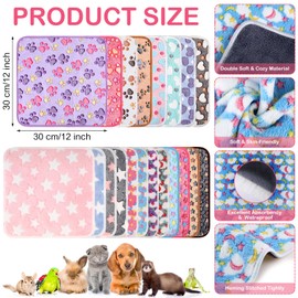 Newwiee 20 Pcs Small PET Fleece Blanket Washable Waterproof Small Animal Cage Bedding Guinea Pig Puppy Dog Cat Pee Pad Liner Accessories(12 x 12 Inch, Assorted)