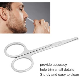ZJchao Tijeras para Nariz, Barba y Bigote - Tijeras para Cabello Facial Curvas y Redondeadas - Acero Inoxidable