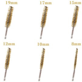 Cleaning Brush Set Hexagonal Shaft Screwed Brush Bore Brush Wire Brush Inner Brush Brass Wire Brush Set Hand Tool Polishing Tool (8MM, 10MM, 12MM, 15MM, 17MM, 19MM) 6pcs