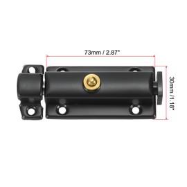 MECCANIXITY Spring Loaded Latch Pin 2.87 x 1.18 Inch Door Safety Slide Lock with Button Internal Door Bolt Latch Sliding Lock Barrel Bolt with Screws Furniture Cabinet Black, Pack of 2