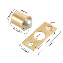 sourcing map 11mm Ball Dia Brass Electroplating Door Cabinet Ball Catch Latch Closures 5pcs