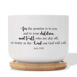 DecStic for The Promise is to You Ceramic Planter Bible Verse Pots for Plants with Drainage Holes and Saucers Pot for Outdoor Garden Home Plant