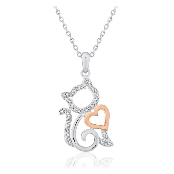 14K Rose Gold Plated .925 Sterling Silver 1/10 Cttw Diamond
