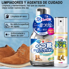 MNJKJHL Kit de Limpiador de Gamuza, Piel de Ciervo, Nobuk, Productos para el Cuidado del Calzado, Con 330 ml Agente de Limpieza, 100 ml Agente de Cuidado, Cepillo para Gamuza y Toalla