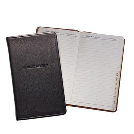 Black 5-inch Pocket Address Book in Traditional Calfskin Leather by Graphic Image - 3x5