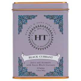 Harney & Sons Caffeinated Tea Tin Sachets, Black Currant, 20 Count