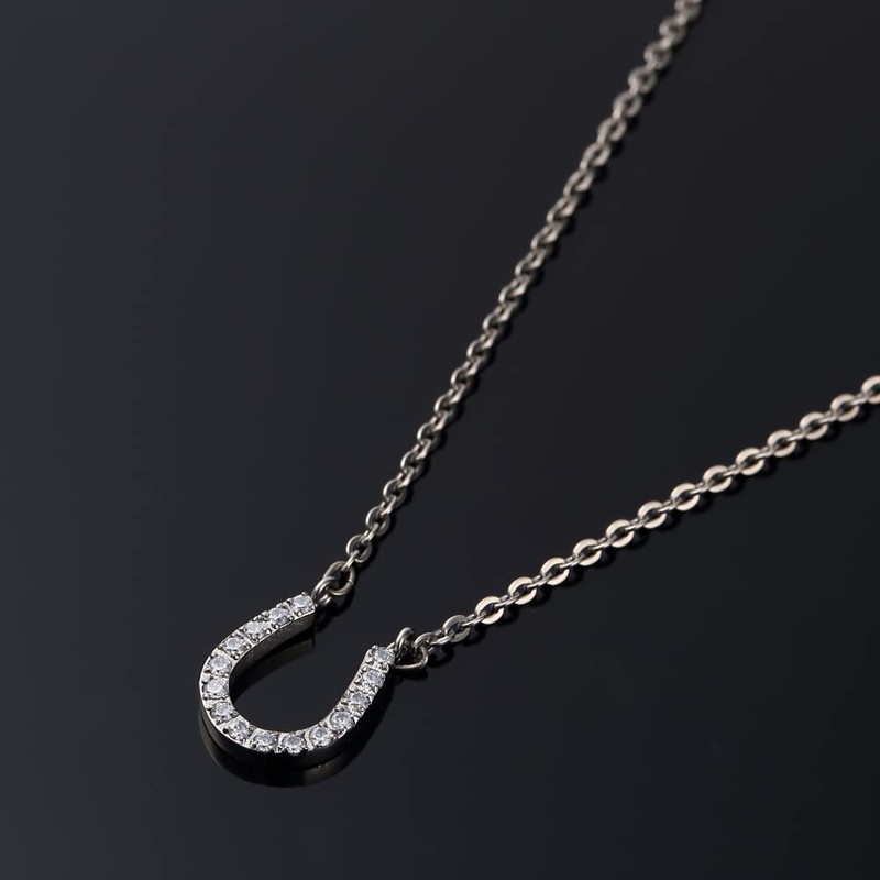 純チタン磁気ネックレス ピュアループオズ ホースシュー（プラチナカラー）45cm