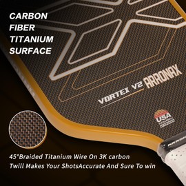 T Titanium Pickleball Paddles, USAPA Approved 16mm Titanium Carbon Hybrid Surface Pickleball Paddle for Reliable Traction and Stability, 5.5'' Elongated Pickle Ball Paddle(Brown)