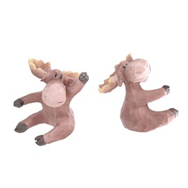 Slifka X8516 Moose Friends Animal Woodland 2.5 x 2.5 inch Brown Resin Stone Collectible Figurine Sculpture Wine Bottle Hugger Accessory, Everyday Décor, 2 Piece Set