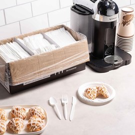 1000 Count White Silverware Set, 334 Plastic Forks, 333 Plastic Spoons, 333 Plastic Knives, Medium Weight BPA Free Disposable Plastic Cutlery Set, Bulk Combo Pack Flatware Set for Party Supplies