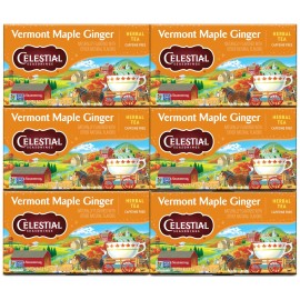 Celestial Seasonings Vermont Maple Ginger Herbal Tea 6 Boxes 20 Count Each