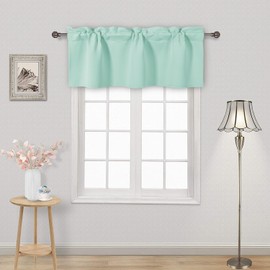 DWCN Blackout Valance Rod Pocket Window Valance Curtains 42 x 12 inch Long,1 Panel, Mint Green