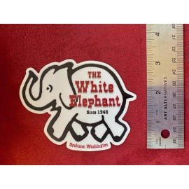 WHITE ELEPHANT Spokane since 1946  Decal Vinyl Sticker NEW 4 x 3.15" die cut