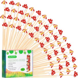 Mushroom Cocktail Picks Fairy Enchanted Forest Decorations Toothpicks Fruit Sticks Skewers for Appetizer Charcuterie Food Sandwich, Mushrooms Woodland Birthday Baby Shower Themed Party Supplies