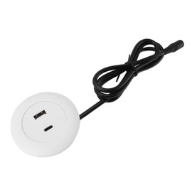 Embedded USB Power Socket, Desktop USB Charging Hub USB A and C Charging Port USB Power Outlet Recessed USB Power Strip for Sofa Table Bedside (White)