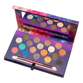 OH MY GLAM BLOW Eyeshadow Palette with Brush 18 Colours Matte Frosty Shimmer Glitter Set Greens Blues Whites Oranges Browns Powder Pigmented Make Up Kit