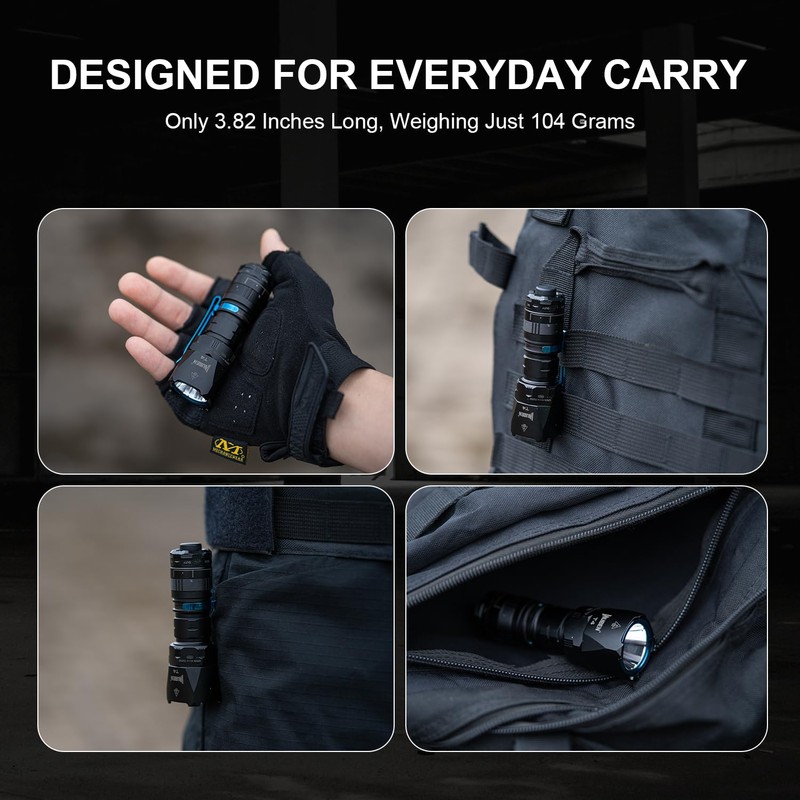 WUBEN T4 Tactical Flashlight Ring for EDC, Finger Release Ring