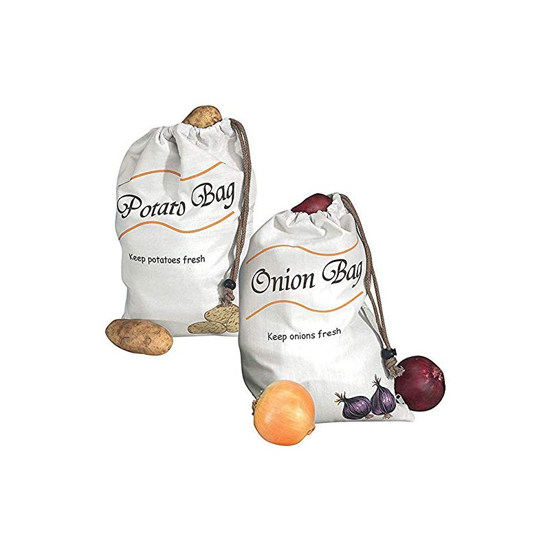 KRISMYA Potato & Onion Sprout-Free Vegetable Storage Bags - White