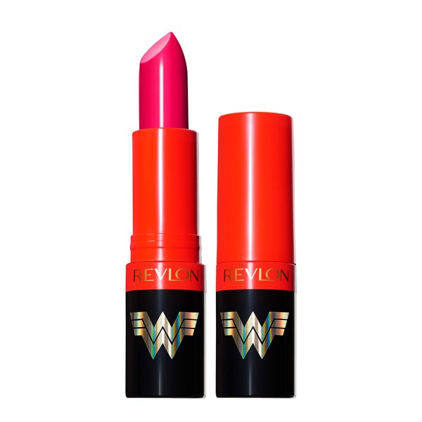 Revlon X WW84 Wonder Woman Super Lustrous Lipstick with Vitamin E and Avocado Oil Matte Lipstick in Hot Pink 005 Justice For All