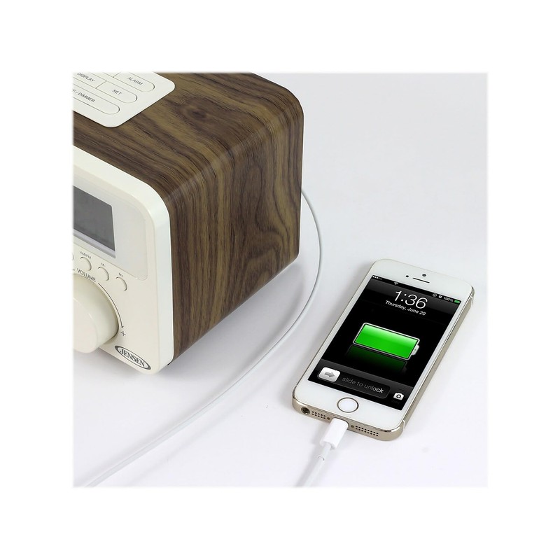 Jensen JCR-315 JCR-315 Digital AM/FM Dual-Alarm Clock Radio with Wood
