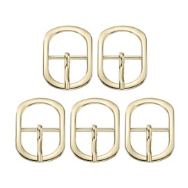 SUIKIHUM 5 Pack Roller Belt Buckle, 0.6 Inch Single Prong Belt Buckle, Oval Roller Pin Buckle Zinc Alloy for Bag Keychain, Gold