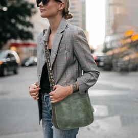 Erideno Cross Body Bag Purses for Women Trendy Vegan Faux 2Pcs Leather Hobo Bag Designer Handbag with 2 Guitar Strap(Green)