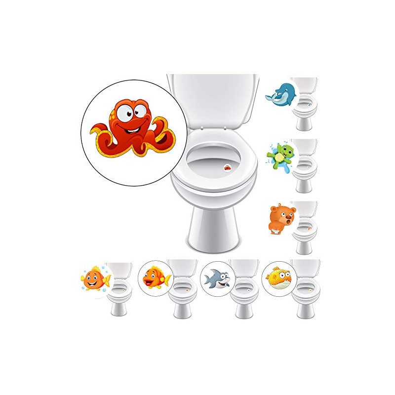 Potty Trainer with 8 Toilet Stickers Underwater Animals + Reward