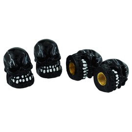 Temzzer Skull Car Tyre Valve Stem Caps 4PC Skeleton Bike Tire Wheel Air Rim Covers for Most Vehicles Bicycles Motorcycles,Red