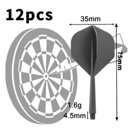Xiciki Pack of 12 Dart Flights with Shaft, Dart Shafts and Flights, Fusion Flights, Dart Flyer with Shaft Integrated, Dart Shafts and Fixed Flights 2BA
