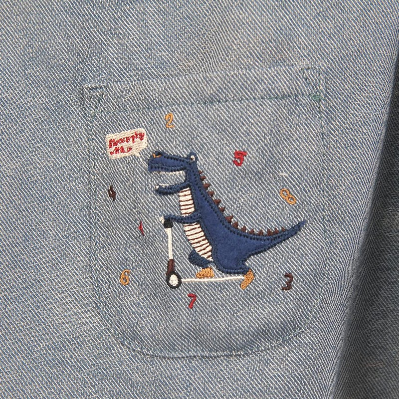 Kusuguru Japan KSM204-01 Dinosaur Pattern Kids Smock Blue 39.4 inches