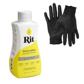 Dye – Rit Liquid Fabric Dye for Crafting, Clothing, and Décor – 8 oz. Bottle – with Artisx Nitrile Gloves Included (Lemon Yellow)