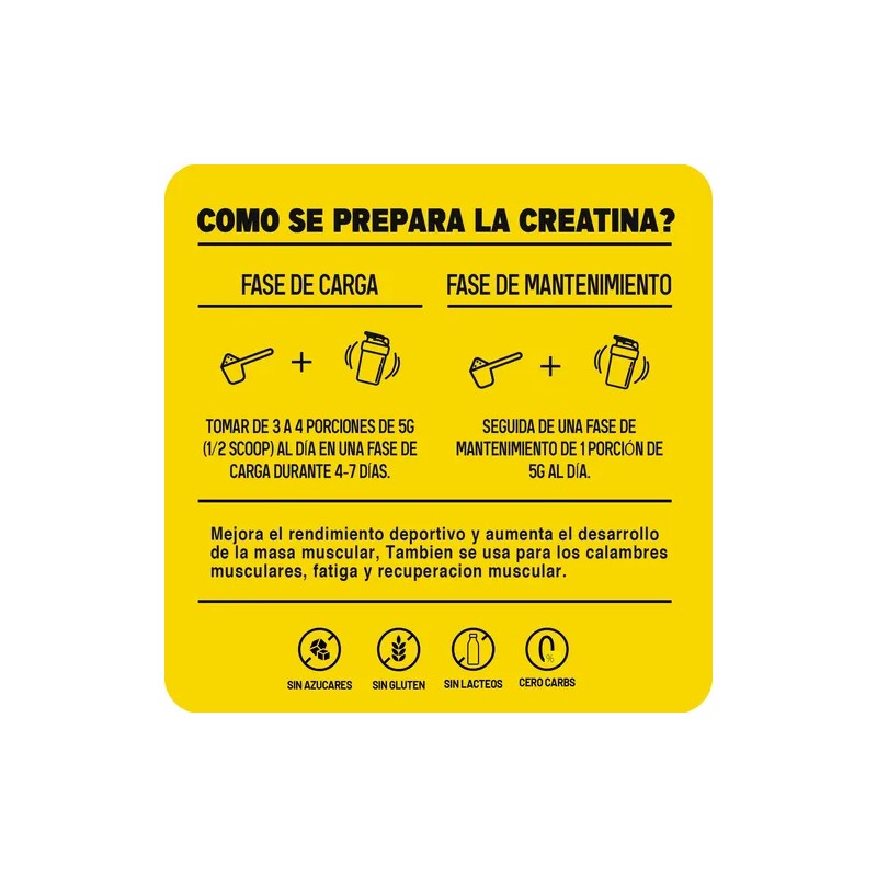 Creatina Monohidratada 1kg Mr. Yellow Sabores 200 Servicios