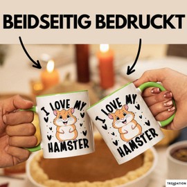 Hamster-Liebhaber Tasse Geschenk Lustiger Spruch I Love My Hamster (Grün)