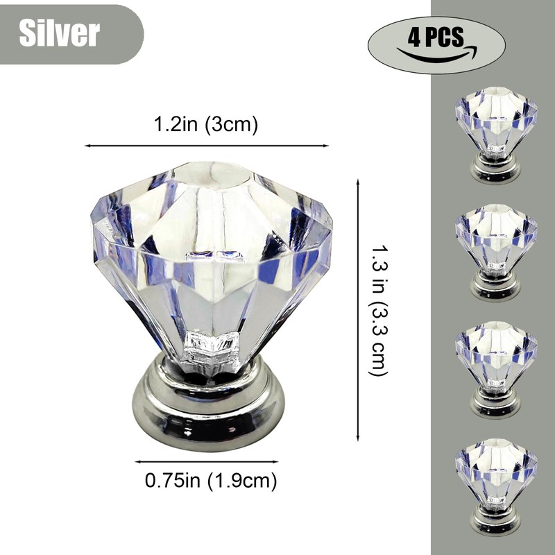 XQIGI Toilet Tank Button Pack of 4,Crystal Toilet Top Push