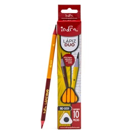 IND-0059N Cajita 10 Lápiz Dúo Forma Triangular Indra